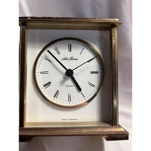 Vintage Seth Thomas WORKING  Made in Germandy Clock Brass & Glass Desk Mantel Se